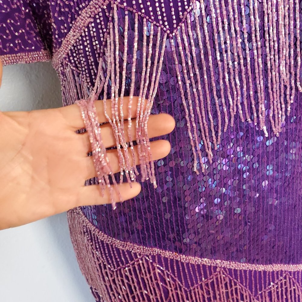 Scala Purple Beaded Dress - Picture 7 of 13